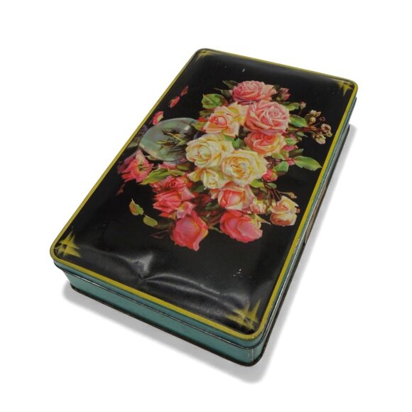 Rare BLUE BIRD Toffee Floral Rose Tin Box England 1950s Vintage - Picture 3 of 12